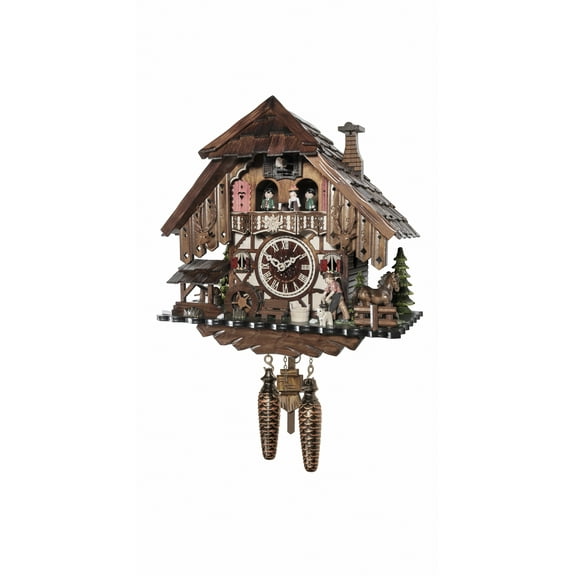 Quartz Cuckoo Clock Black forest house with music and dancers