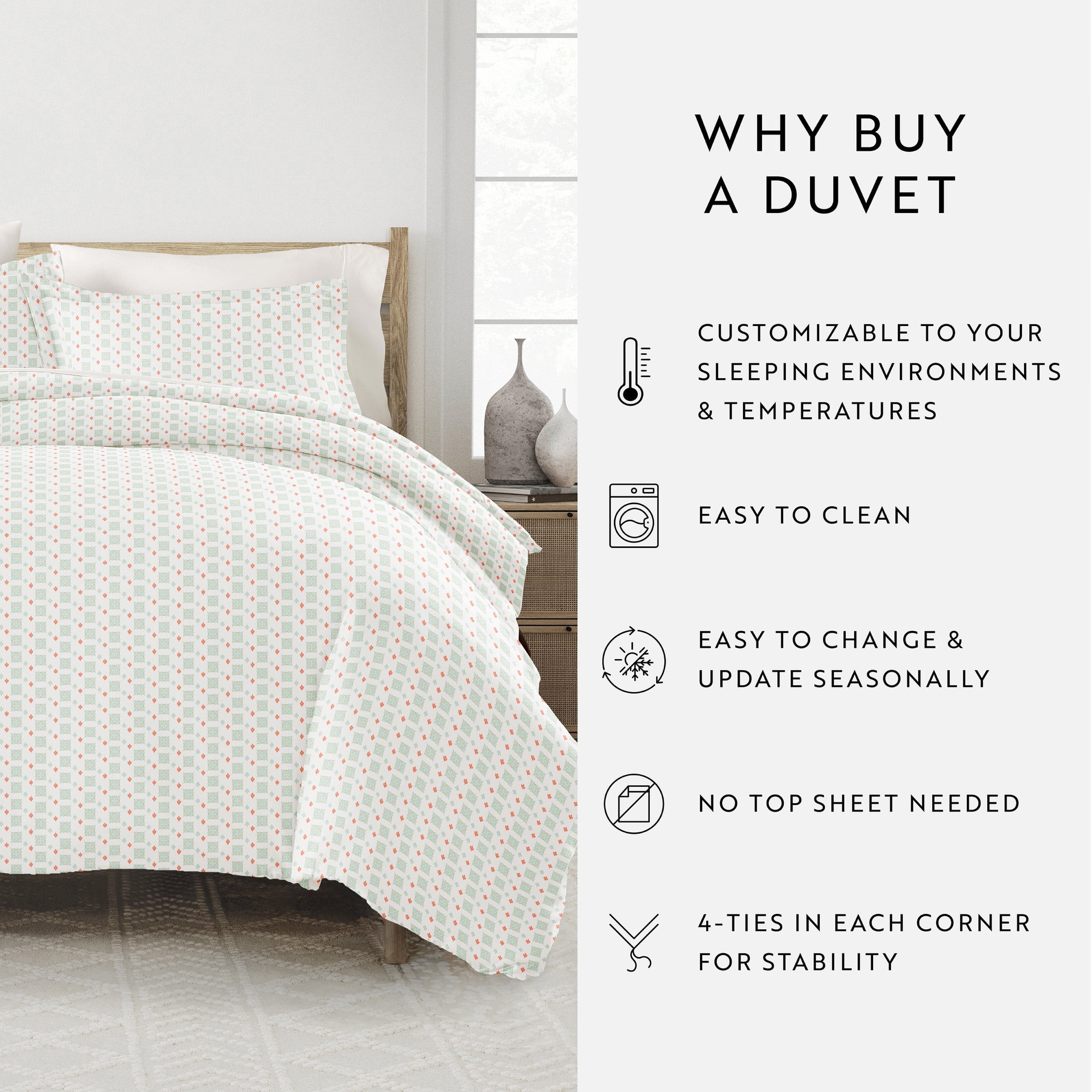 Duvet Cover Set - Ultra Soft & Breathable - Aqua Microfiber for Twin Size Bedding by Comfort Canopy