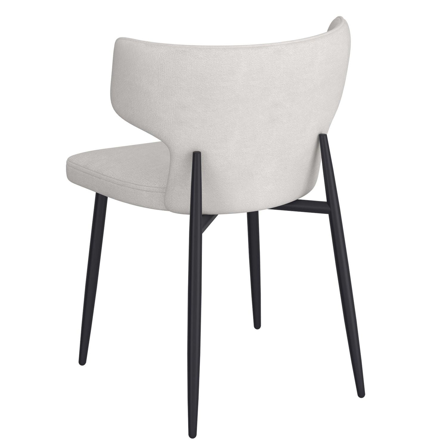 Contemporary Fabric and Metal Dining Chair, Set of 2 - Beige and Black