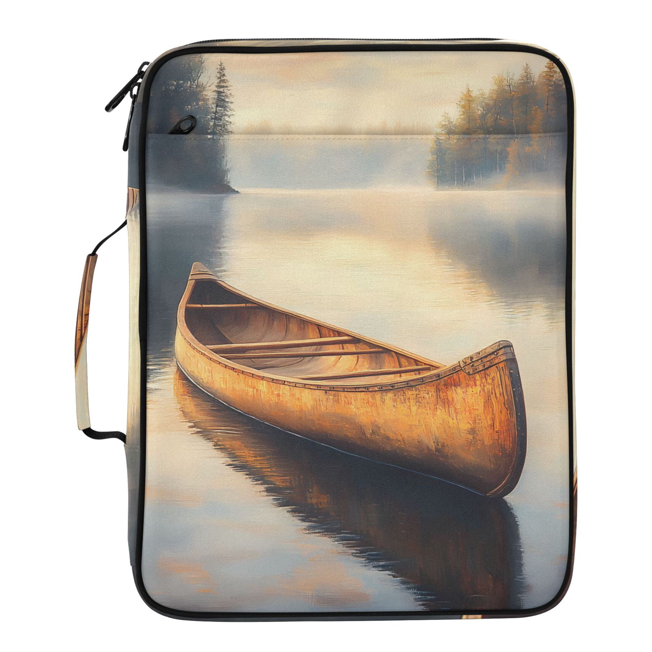 Haosy Accordion File Organizer Zipper Binder 500 Sheet 6-Tab Expanding File Folder Multi-Pocket 1.2 Inch 3 Ring Canoe on Calm Lake