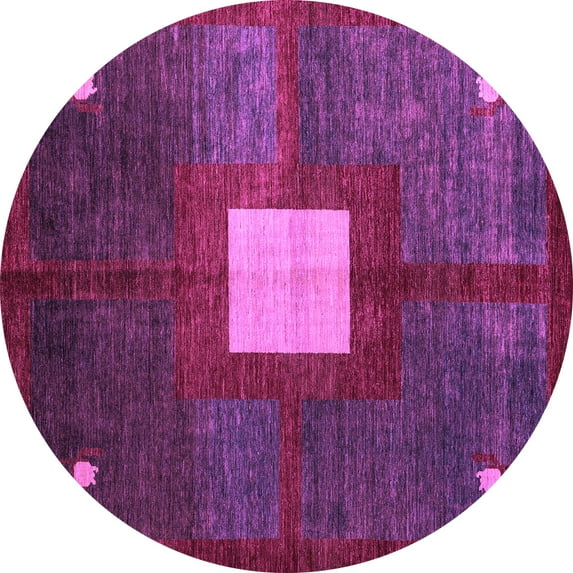 Ahgly Company Indoor Round Abstract Purple Modern Area Rugs, 5' Round