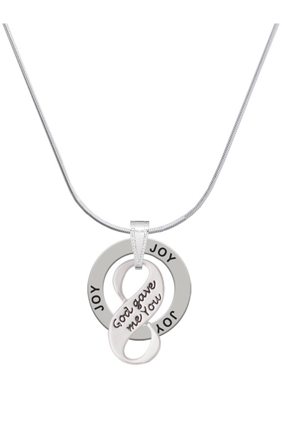 Silvertone God Gave Me You Infinity Sign Joy Ring Charm Necklace, 18"