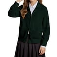 thumbnail image 4 of KHONTS Girls Sweater Cardigan Uniform Zip up Knit Turtleneck Fall Kids Jacket with 2 Pockets, Sizes 6-14 Years Green 150, 4 of 8