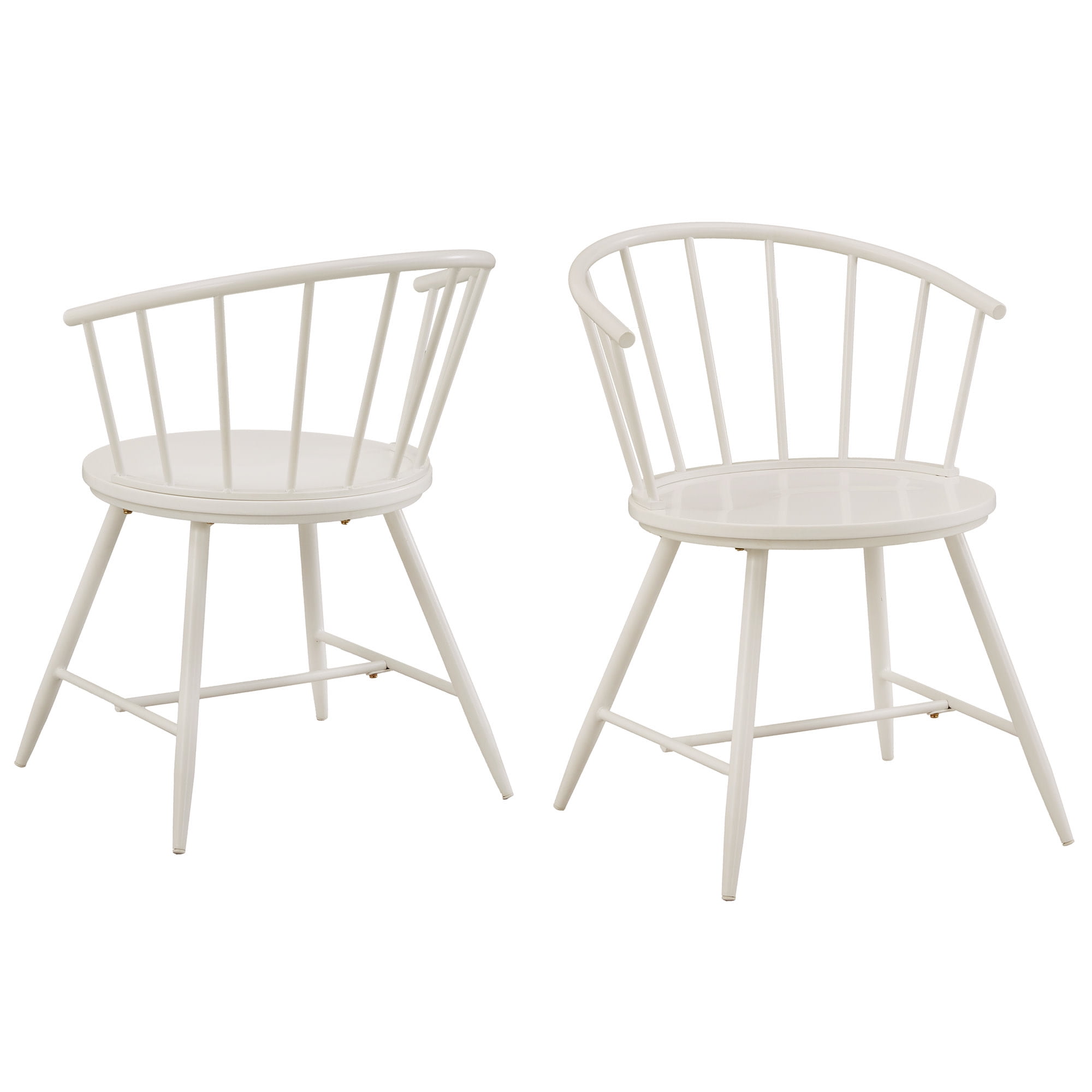 Weston Home Lydford Slope Low Back Windsor Metal Side Chairs, Set of 2, White