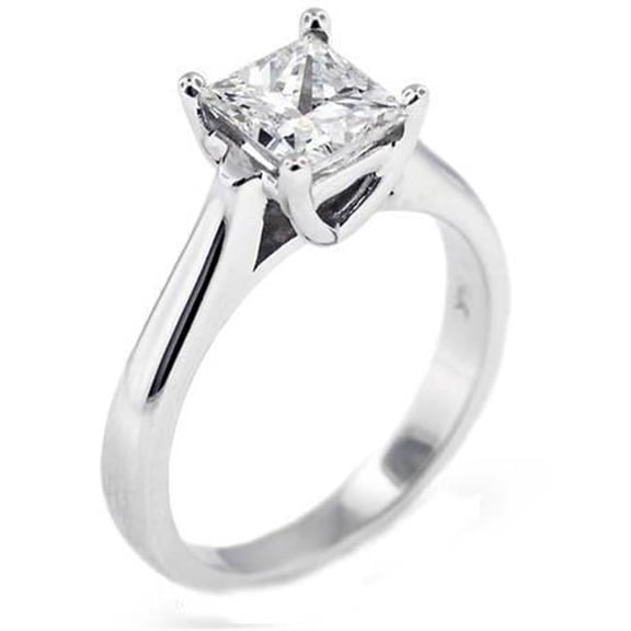 0.8 Carat Princess Cut Solitaire Diamond Wedding Ring - 14K White Gold