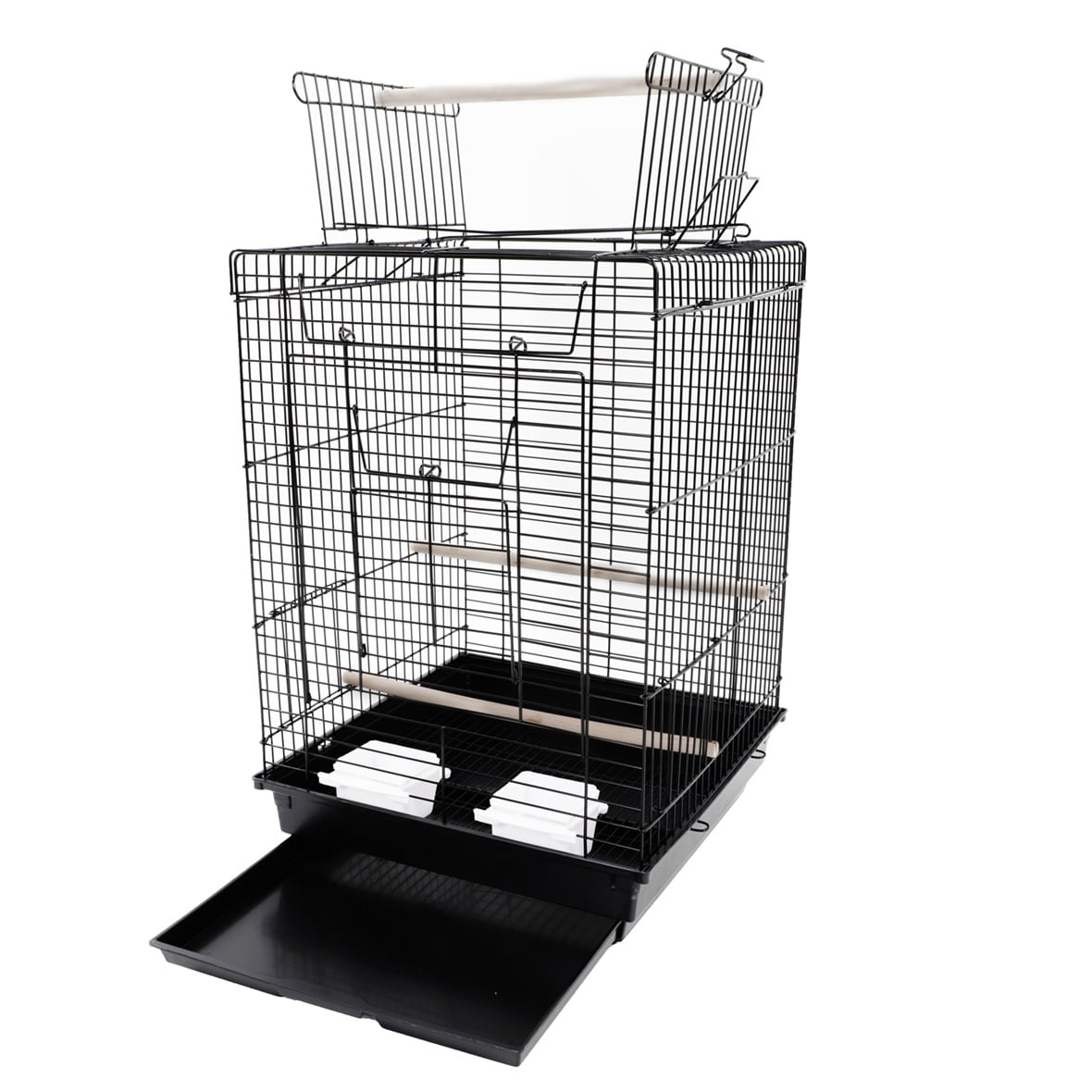 Topcobe 46" Black Large Metal Bird Cage Parrot Aviary Cage Kit with