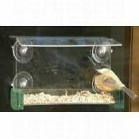 Songbird Essentials Open Diner Clear Window Mounted Bird Feeder with Perches. Large 2.5 Cup Size.
