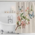 thumbnail image 2 of Country Flowers Shower Curtain Set - 72" x 78" Washable Bathtub Curtain with 12 Hooks, Watercolor Spring Floral Butterfly Waterproof Fabric Stall Shower Curtains for Bathroom/Bathtub Décor, 2 of 6