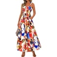 thumbnail image 1 of Vestido de verano PRETTYGARDEN floral sin mangas maxi azul para mujer, 1 of 6