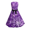 thumbnail image 5 of Girls Halloween Printed Dress Crew Neck Sleeveless Belted Back Zipper Costume Kids Trendy Casual A-Line Swing Dress Purple 13-14 Years, 5 of 7