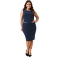 thumbnail image 3 of DARING DIVA Plus Size Crew Neck Sleeveless Dress 1X Navy Blue, 3 of 6
