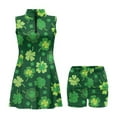 thumbnail image 4 of COEQINE Shamrock and Stripes Dark Green Print Women's Tennis Dress for St. Patrick's Day Sleeveless 2 Pieces Breathable Workout Athletic Dresses with Pockets and Shorts, M, 4 of 7
