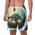 thumbnail image 2 of Uemuo Watercolor Turtle3 Pattern Mens Swim Trunks Quick Dry Board Shorts with Mesh Lining, Stretch Beach Shorts Quick Dry No-Chafing Board Shorts-Large, 2 of 9