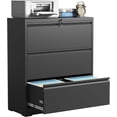 thumbnail image 1 of 3 Drawer Lateral File Cabinets with Lock,Black Metal Lateral Filing Cabinet for Home Office,Wide Steel Storage Cabinet Commercial Drawer Cabinets for Legal/Letter/A4 Size Files Assembly Required, 1 of 6