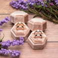 thumbnail image 6 of Hexagon Premium Velvet Double Ring Box for Wedding Ceremony(Blush Peach), 6 of 6