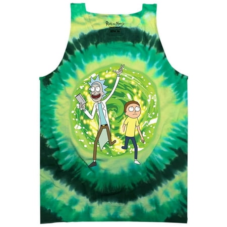 Ripple Junction Rick and Morty Tie Dye Portal Adult Tank Green Tie