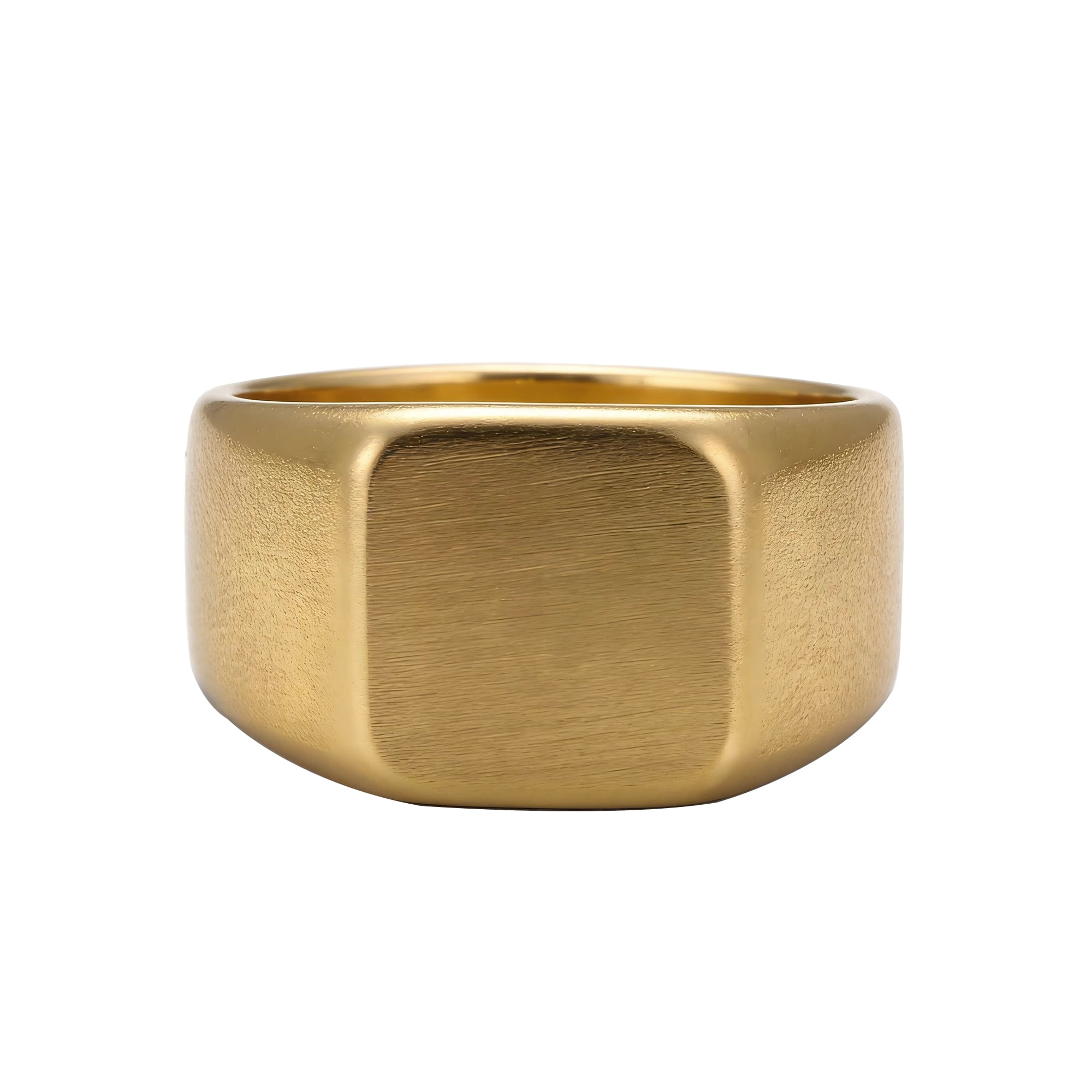 Iron Saints Men 18K Gold Plated Signet Ring, Stainless Steel, Men Jewelry Gift for Men