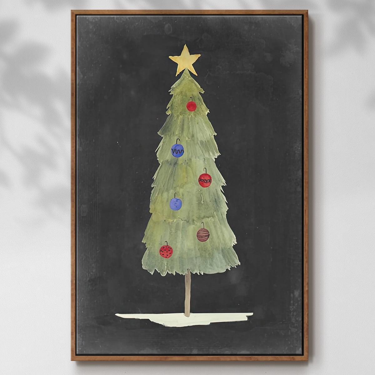 Christmas Glow II - Framed Gallery Wrapped Holiday Canvas - 25 x 37 - Rosewood Frame