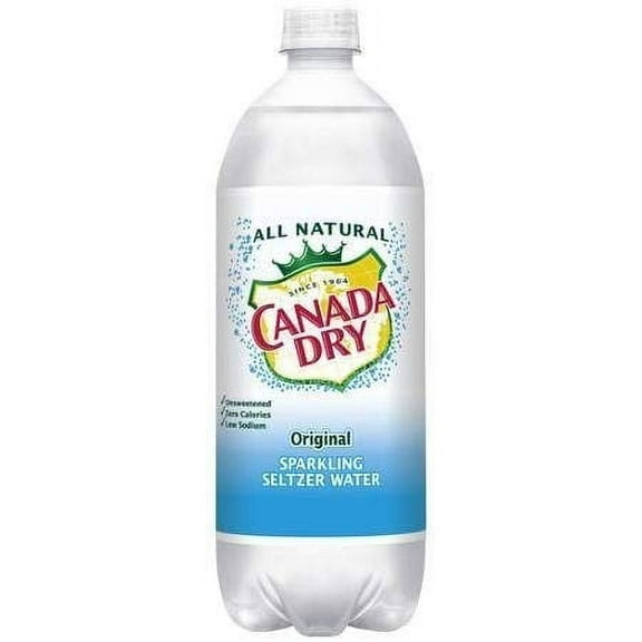 Canada Dry Original Sparkling Seltzer Water 1 L Plastic Bottles - Pack of 12
