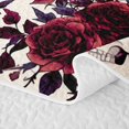 thumbnail image 5 of Homewish Floral Skull Skeleton Quilt Full for Gifts, Cream Red Rose Gothic Full Bedspread Sets, 3-Piece, 5 of 7