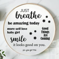 Motivational Mirror Decals - Set of 6 Black Vinyl Quotes Be Amazing Today, Smile It Looks Good On You, Just Breathe, Good Things Are Coming - Bathroom Mirror Sticker