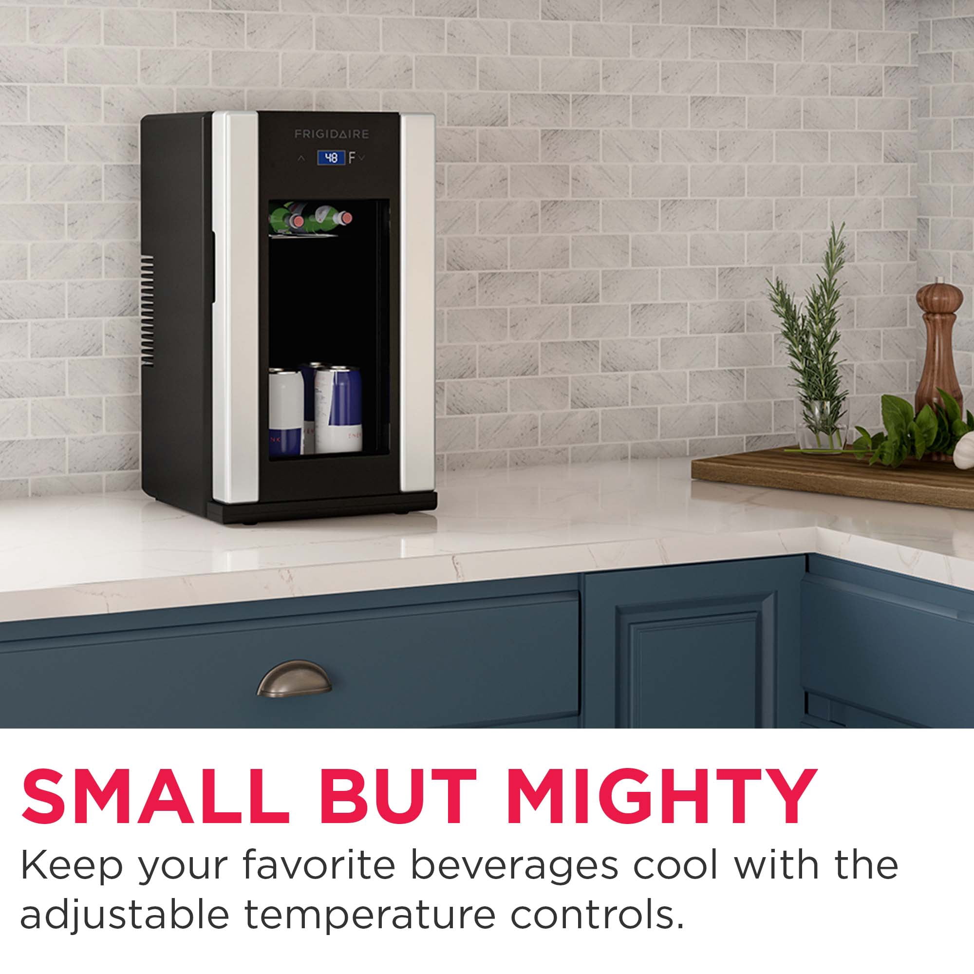 Frigidaire Retro Beverage Refrigerator, Silver, 10.67''x11.15''x19.19''