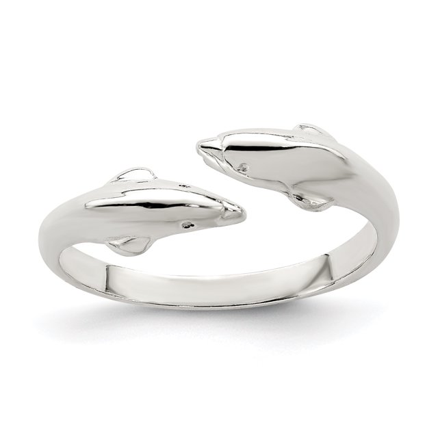 925 Sterling Silver Dolphin Adjustable Toe Ring Open Midi