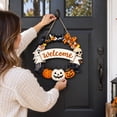 thumbnail image 5 of Halloween Decoration Wooden Ghost Door Wreath for Front Door Sign Wall Signs Pumpkin Bat Black Cat Happy Halloween Sign Hanging for Home Wall Decor Party Outdoor Indoor Supply,A, 5 of 7