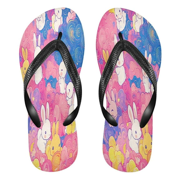 YAZAOOSummer Flip Flops Creatively Bunny Cloud Dreams Simple Beach Sandals