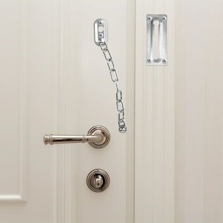 LOLIPPYY 2Pcs Silver Stainless Steel Door Chain Locks Heavy Duty Latch for Control