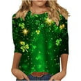 thumbnail image 5 of LEKWK Womens Graphic Tees All Over Print Long Sleeve Casual Tops Cute Tops Green Hearts Shamrocks Pattern St Patricks Day Tops, 5 of 5