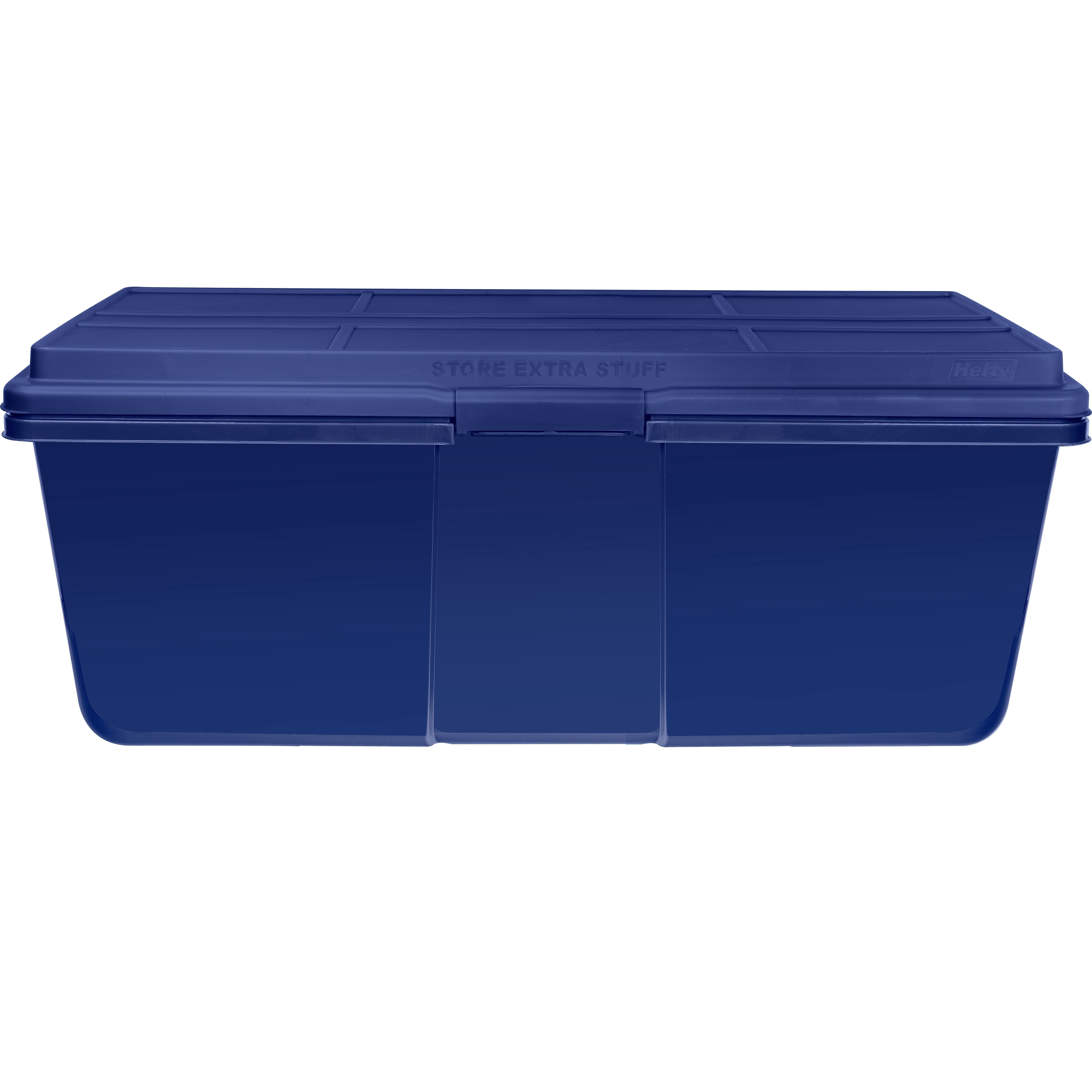 Hefty HI-RISE 28 Gallon Large Latching Storage Bin, Plastic Latched Storage Container with HI-RISE Lid, Blue