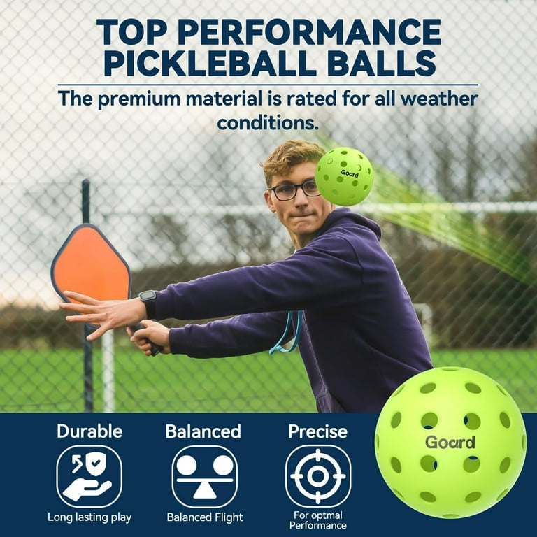 12PCS Pickleball Balls, USAPA Approved Pickleballs,40 Holes Outdoor Pickleball Balls High Elasticity Pickle Balls For All Style Pickleball Paddle I.438918643