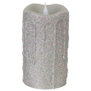  Evenice Christmas Silver Glitter Candle Flameless