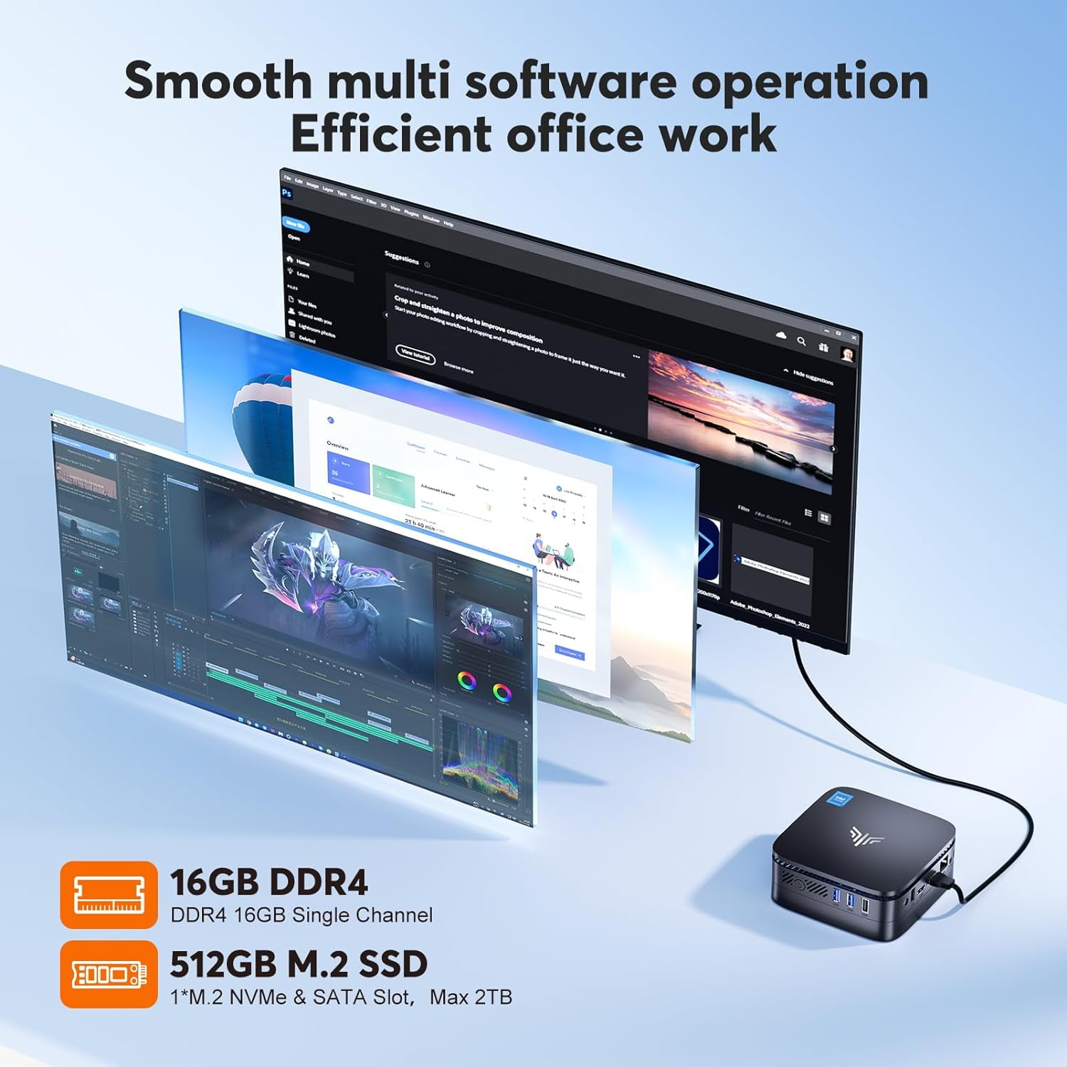 KAMRUI Mini PCs, Intel Alder Lake-N95, 16GB, 512GB SSD