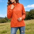 thumbnail image 2 of TTJ Stand Collar Thin Zip Up Outdoor Jacket For Women, Lightweight Wind Resistant Long Sleeve Casual Windbreaker, Breathable Compact Daily Walking Camping Outer Layer Orange M, 2 of 9