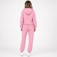 thumbnail image 4 of Women's 2 Piece Sets Fall Casual Outfits Drop Shoulder Full Zip Hooded Jacket Elastic Waist Sweatpants Daily Loungewear Suits Pink XXL, 4 of 6