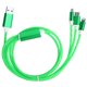 thumbnail image 1 of Cable de carga USB múltiple 3 en 1 Cable de cargador que fluye LED para IOS/Tipo C/Micro Puerto Verde, 1 of 5