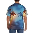thumbnail image 3 of Sikiie Red And Blue Fire Dragon A Men's Wrinkle Free Untucked Cuban Shirt Business Casual Button Down Shirts Short Sleeve ShirtLarge, 3 of 5