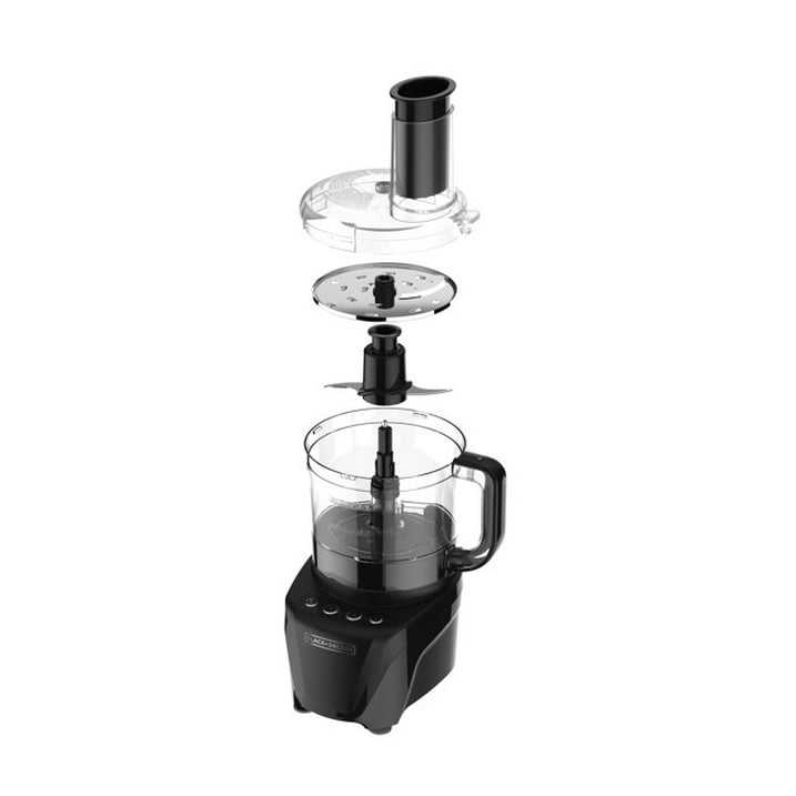 Black+Decker Easy Assembly 8-Cup Food Processor, 2 Speeds Plus Pulse, Dishwasher Safe Parts, 850 Watts of Peak Power, Chop + Puree, Slice, Shred