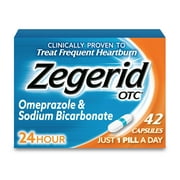 Zegerid Heartburn Relief, 24 Hour Heartburn Medicine, Omeprazole & Sodium Bicarbonate, 42 Count