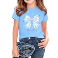 thumbnail image 4 of Amidoa Girls Short Sleeve Crewneck Graphic Summer T Shirts Cotton Casual Kids Tops Blue Size 13, 4 of 6