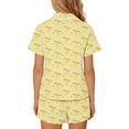 thumbnail image 5 of ITSAME Girls Outfit Sets, Bow Print Lapel Button Up Tops and Shorts Fashion Lougewear 2-Piece Yellow Size 7-8, 5 of 7