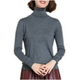 thumbnail image 2 of Stamzod Winter Women's Sweaters Solid Color Turtleneck Long Sleeve Pullover Sweater Classic Casual Oversized Sweaters for Women Dark Gray L, 2 of 3
