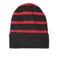 thumbnail image 1 of Top Headwear Striped Beanie w/ Solid Band - Black/Red, 1 of 1