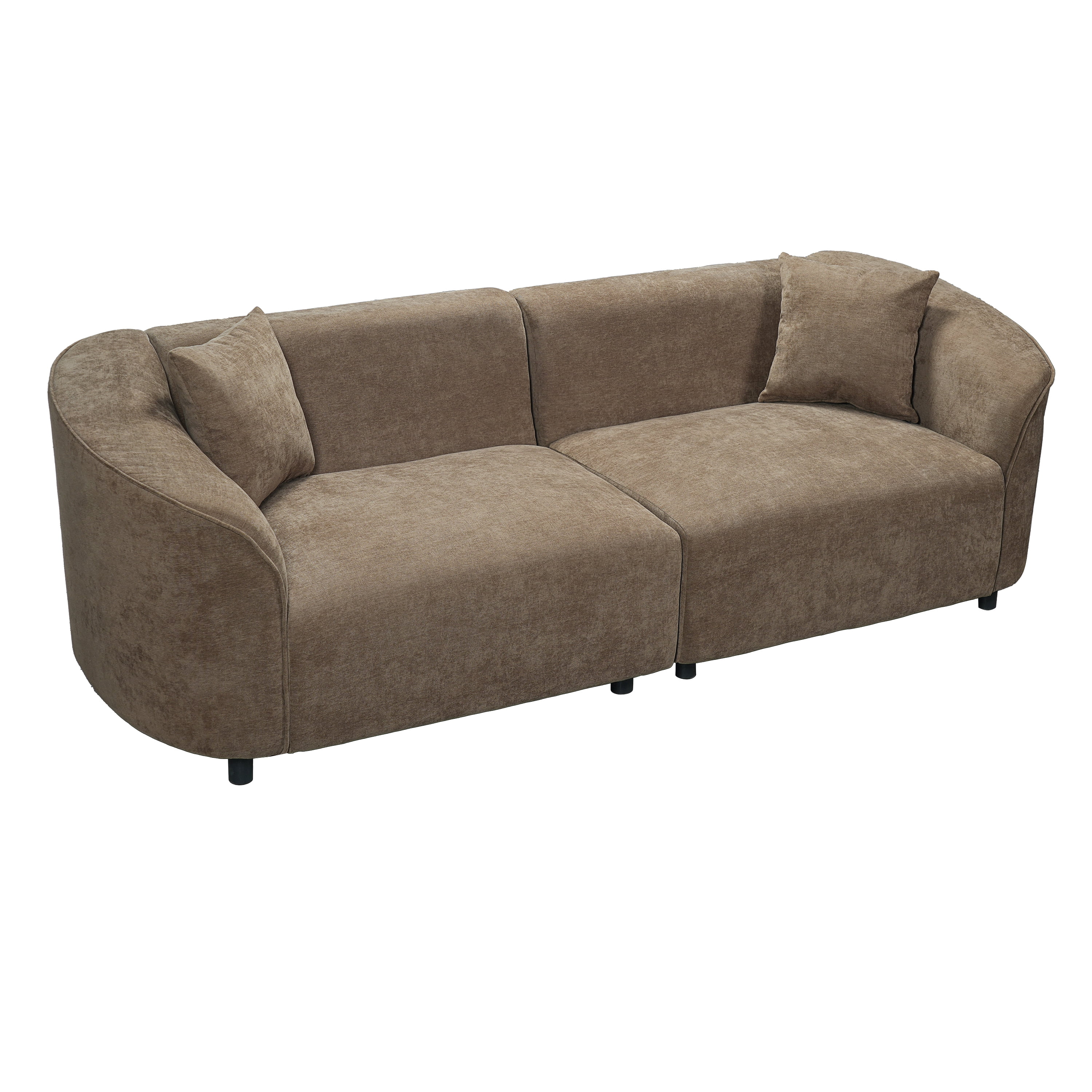 GARITIN 87 Inch Curved Contemporary Sofa in Brown, Plush Seating, Streamlined Design, Durable Frame, Modern Sofa for Living Room Apartment, Brown