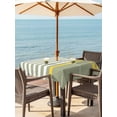 thumbnail image 2 of Outdoor Tablecloth with Umbrella Hole and Zipper, Anchor Sage Green Square Table Cloth 60x60 Inch Waterproof Tablecloth, Yellow Nautical White Geometric Stripe Picnic Table Cover for Patio Camping, 2 of 7
