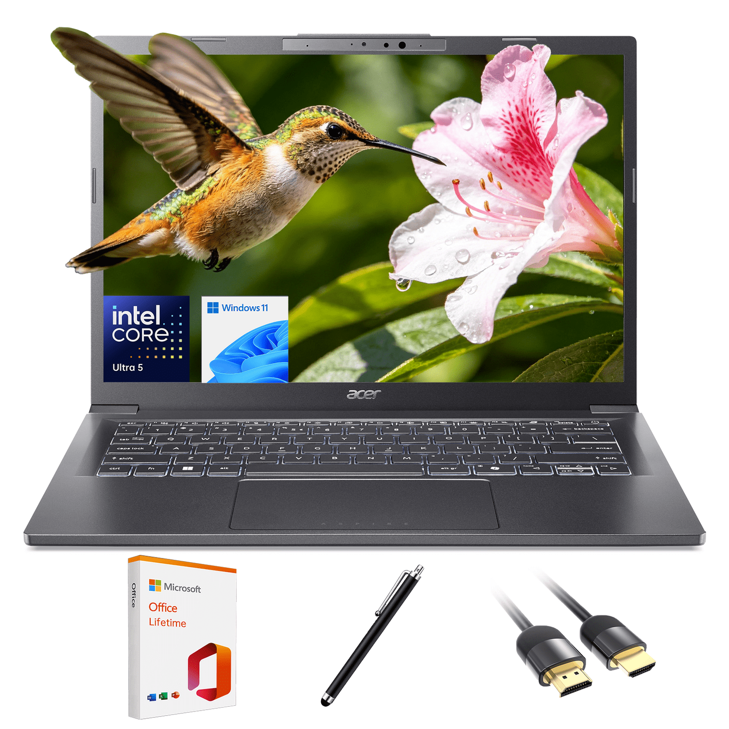 Acer Aspire 14" FHD Touchscreen Laptop, Intel Core Ultra 5 226V, Intel ARC 130V,16GB DDR5 RAM, 2TB SSD, AI Copilot+ Business Laptop PC, Win 11 Home, Wi-Fi 6E, w/HDMI Cable/Pen,with Lifetime Office