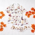 thumbnail image 2 of Weebloom Halloween Pajamas For Women Set Print Short Sleeve Button Up Tops And Shorts Pajama Casual Digital Floral Comfort Fit Sleepwear Nightwear Pjs Loungewear White M, 2 of 5