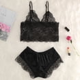 thumbnail image 1 of Ropa de dormir sexy para mujerconjunto de pijama con pantalón corto y top de encaje de seda (negro 2XL) Ndcxsfigh Para estrenar, 1 of 9